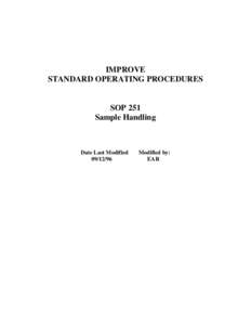 IMPROVE STANDARD OPERATING PROCEDURES SOP 251 Sample Handling