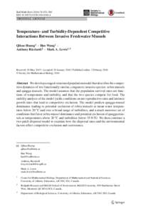 Bull Math Biol:353–380 DOIs11538ORIGINAL ARTICLE Temperature- and Turbidity-Dependent Competitive Interactions Between Invasive Freshwater Mussels