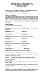 COUNTY BOARD OF CHOSEN FREEHOLDERS 71 Main Street, Freeholder’s Meeting Room, 2nd Floor Flemington, New Jersey[removed]February 21, 2012  The regular meeting of the Hunterdon County Board of Chosen Freeholders convened a