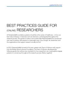 !  BEST PRACTICES GUIDE FOR (ONLINE) RESEARCHERS !