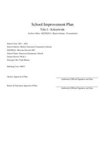 School Improvement Plan Title I - Schoolwide Archive Date: [removed], Report Status: Transmitted School Year: [removed]School District: Morley Stanwood Community Schools