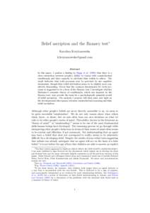 Belief ascription and the Ramsey test∗ Karolina Krzyżanowska [removed] Abstract In this paper, I analyse a finding by Riggs et al[removed]that there is a