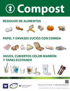 Compost RESIDUOS DE ALIMENTOS PAPEL Y ENVASES SUCIOS CON COMIDA  VASOS, CUBIERTOS COLOR MARRÓN