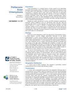 Psittacosis/ Avian Chlamydiosis Ornithosis, Parrot Fever Last Updated: June 2009