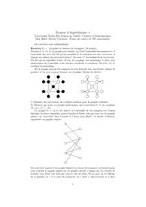 Examen d’Algorithmique 4 Universit´e Paris-Est Marne-la-Vall´ee. Licence d’informatique MaiDur´ee 2 heures. Notes de cours et TD autoris´ees. Les exercices sont ind´ependants. Exercice 1.— (Graphes et r