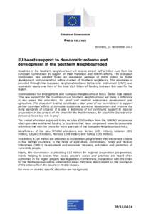 EUROPEAN COMMISSION  PRESS RELEASE Brussels, 21 November[removed]EU boosts support to democratic reforms and