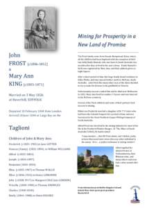 Mining for Prosperity in a New Land of Promise John FROST [c1806-1852] &