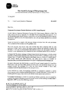 QUESTIONNAIRE REGARDING CORPORATE GOVERNANCE PRACTICE DISCLOSURE IN 2006 ANNUAL REPORTS Introduction Listed issuers are required to complete this questionnaire and return it to the Listing Division of Hong Kong Exchang