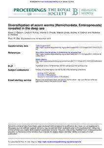 Downloaded from rspb.royalsocietypublishing.org on January 16, 2014  Diversification of acorn worms (Hemichordata, Enteropneusta)