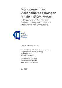 Management von Stakeholderbeziehungen mit dem EFQM-Modell