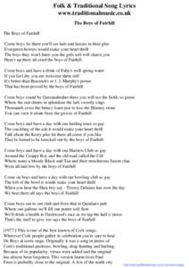 Folk & Traditional Song Lyrics - The Boys of Fairhill