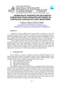 International Conference Nuclear Energy in Central Europe 2001 Hoteli Bernardin, Portorož, Slovenia, September 10-13, 2001 www: http://www.drustvo-js.si/port2001/ e-mail:  tel.:+ , + 