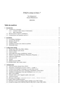 FAQ fr.comp.os.linux.* Nat (Intégrateur) Arnaud (Mainteneur[removed]Table des matières