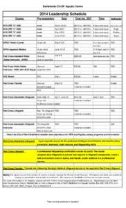 Battlefords CO-OP Aquatic Centre[removed]Leadership Schedule Course  Pre-requisites