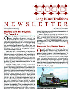 Long Island Traditions  N E W S L E T T E R www.longislandtraditions.org  Boating with the Baymen: