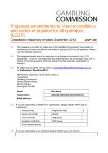 Response form LCCP consultation September 2013