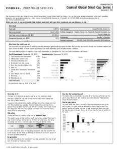 FUND FACTS  Counsel Global Small Cap Series I November 1, 2013