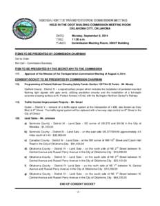 AGENDA FOR THE REGULAR TRANSPORTATION COMMISSION MEETING