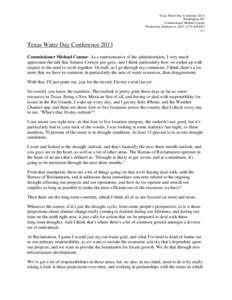 Texas Water Day Conference 2013 Washington, DC Commissioner Michael Connor Wednesday, February 6, [removed]:30 AM EST p.1