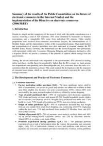 Overview of the results of the Public Consultation on the future of electronic commerce in the internal market and the implementation of the Directive on electronic commerce[removed]EC)