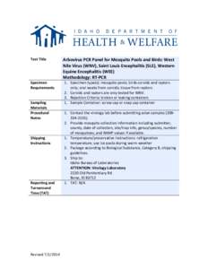 Test Title  Specimen Requirements Sampling Materials