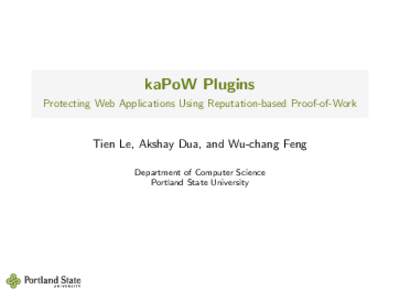 kaPoW Plugins - Protecting Web Applications Using Reputation-based Proof-of-Work