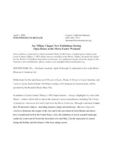 April 1, 2009 FOR IMMEDIATE RELEASE Contact: Catherine Hinman[removed] [removed]