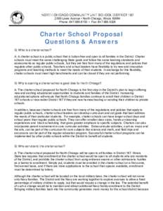NORTH CHICAGO COMMUNITY UNIT SCHOOL DISTRICT[removed]Charter School Proposal Questions & Answers