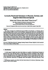 Lexically Restricted Utterances in Russian, German, and English Child-Directed Speech