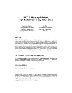 SILT: A Memory-Efficient, High-Performance Key-Value Store