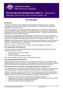 Information Sheet (Private Sector[removed]: Interaction between the Privacy Act and the Spam Act