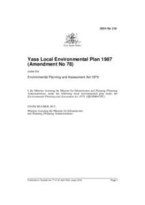 2004 No 218  New South Wales Yass Local Environmental Plan[removed]Amendment No 78)