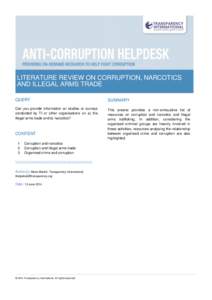 LITERATURE REVIEW ON CORRUPTION, NARCOTICS AND ILLEGAL ARMS TRADE QUERY SUMMARY