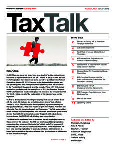 TaxTalk  Morrison & Foerster Quarterly News Volume 5, No. 4 January 2013