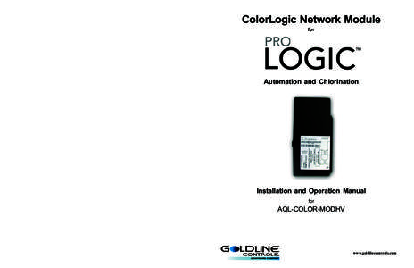 ColorLogic® Network Module for Pro Logic® Automation and Chlorination - Installation & Operation Manual