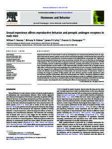 Hormones and Behavior–478  Contents lists available at SciVerse ScienceDirect Hormones and Behavior journal homepage: www.elsevier.com/locate/yhbeh