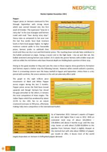 Market Update November 2013 Pepper Pepper prices in Vietnam continued to firm through September with strong intent which was carried forward into the first week of October. The expression “Save for a