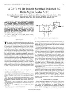 IEEE JOURNAL OF SOLID-STATE CIRCUITS, VOL. 43, NO. 5, MAYA 0.9 V 92 dB Double-Sampled Switched-RC Delta-Sigma Audio ADC