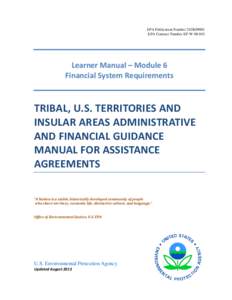 EPA Publication Number 202K09001 EPA Contract Number EP-W[removed]Learner Manual – Module 6 Financial System Requirements