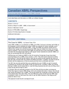 Canadian XBRL Perspectives Advanced Data Management - From XBRL Canada SECOND EDITION, VOL 3 MAY, 2012