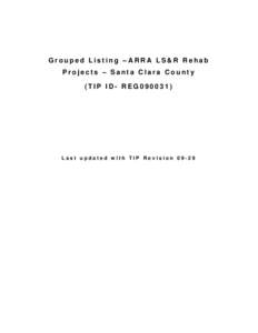 Grouped Listing – ARRA LS&R Rehab Projects – Santa Clara County (TIP ID- REG090031) Last updated with TIP Revision 09-29