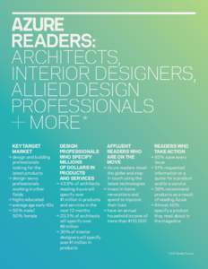 READERS: ARCHITECTS, INTERIOR DESIGNERS, ALLIED DESIGN PROFESSIONALS + MORE *