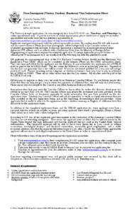 Non-Immigrant (Visitor, Student, Business) Visa Information Sheet Consular Section/NIV American Embassy Vientiane Box V APO, AP 96546