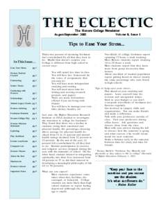THE THE ECLECTIC ECLECTIC The Honors College Newsletter Volume 8, Issue 1 August/September 2002