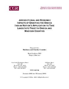 Microsoft Word - Jurisdictional and Economic Impacts of Granting the Oneida Indian Nation 2_28.doc