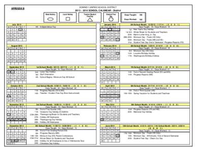 DOWNEY UNIFIED SCHOOL DISTRICT  APPENDIX B 2013 ~ 2014 SCHOOL CALENDAR - District State Holiday