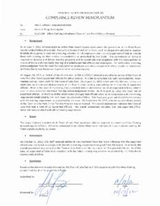 PALM BEACH COUNTY COMMISSION ON ETHICS  COMPLIANCE REVIEW MEMORANDUM To:  Alan S. Johnson, Executive Director