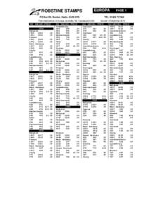 ROBSTINE STAMPS  EUROPA PO Box129, Bordon, Hants. GU35 8YD.