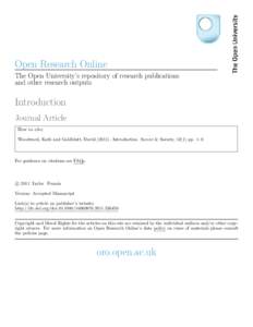 Open Research Online The Open University’s repository of research publications and other research outputs Introduction Journal Article