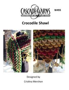 W493  Crocodile Shawl Designed by Cristina Mershon